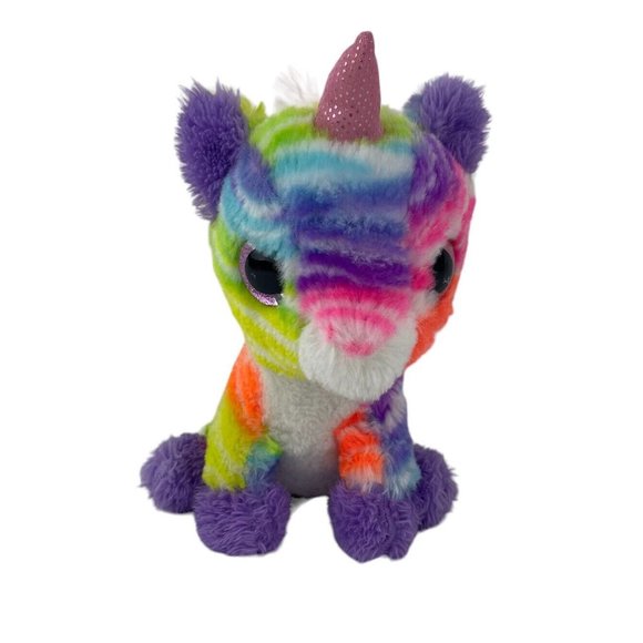 MTY International Unicorn 8” Plush Pastel Rainbow Pink Glitter Eyes Stuffed Toy - Picture 1 of 8